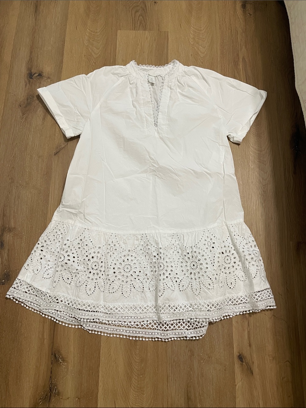 H&M White Eyelet Trim Mini Dress